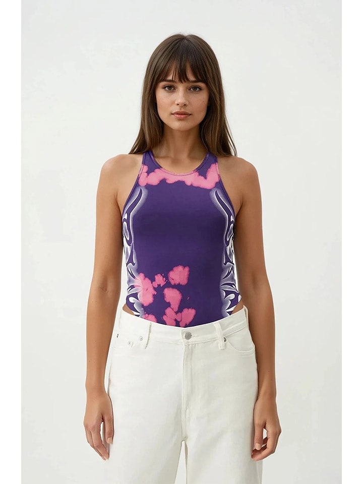 Weekday Top w kolorze fioletowym rozmiar: L