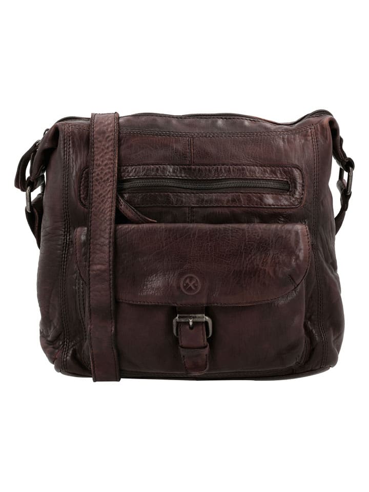 HIDE & STITCHES Skórzana torebka "Paint Rock" w kolorze ciemnobrązowym - 27 x 27 x 8 cm rozmiar: onesize