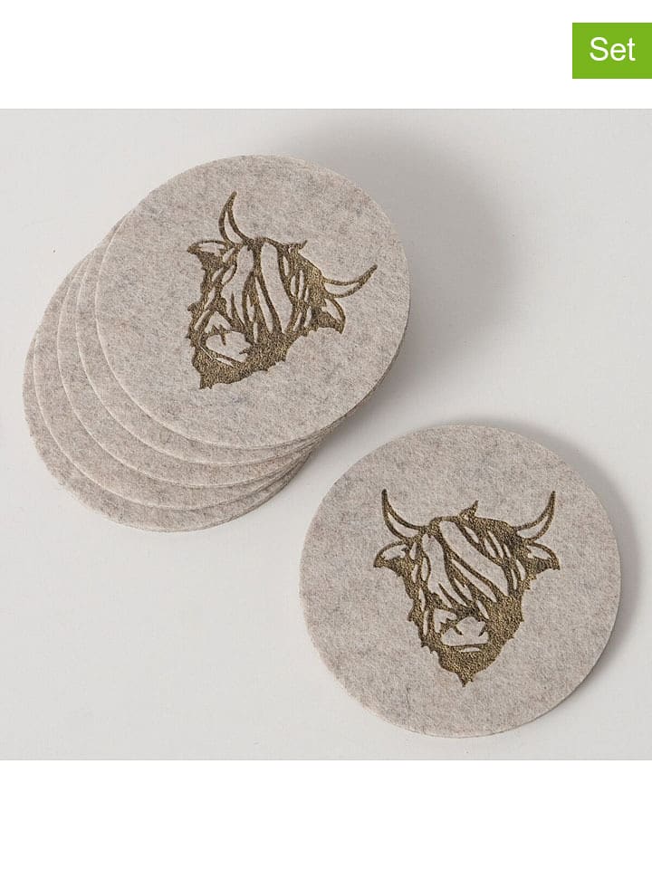 Boltze Podkładki stołowe (6 szt.) "Manzo" w kolorze beżowym - Ø 10 cm rozmiar: onesize