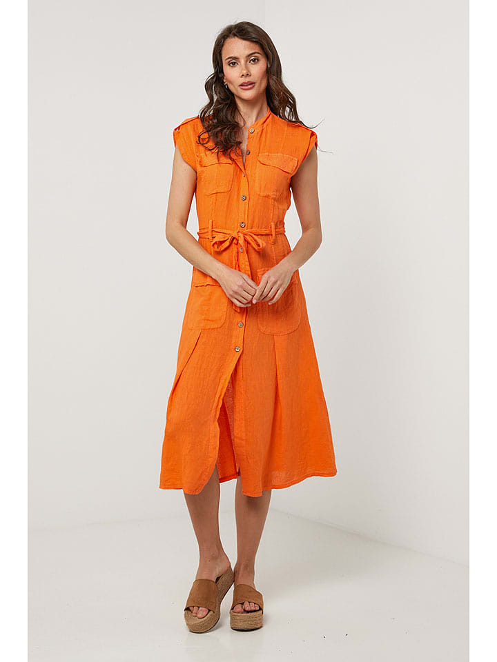 Lin Passion Lniana sukienka w kolorze pomarańczowym rozmiar: 36/38