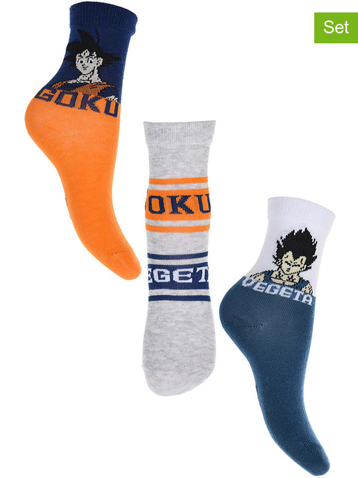 Dragon Ball Z Skarpety (3 pary) "Dragon ball Z" w kolorze pomarańczowo-granatowym rozmiar: 23-26