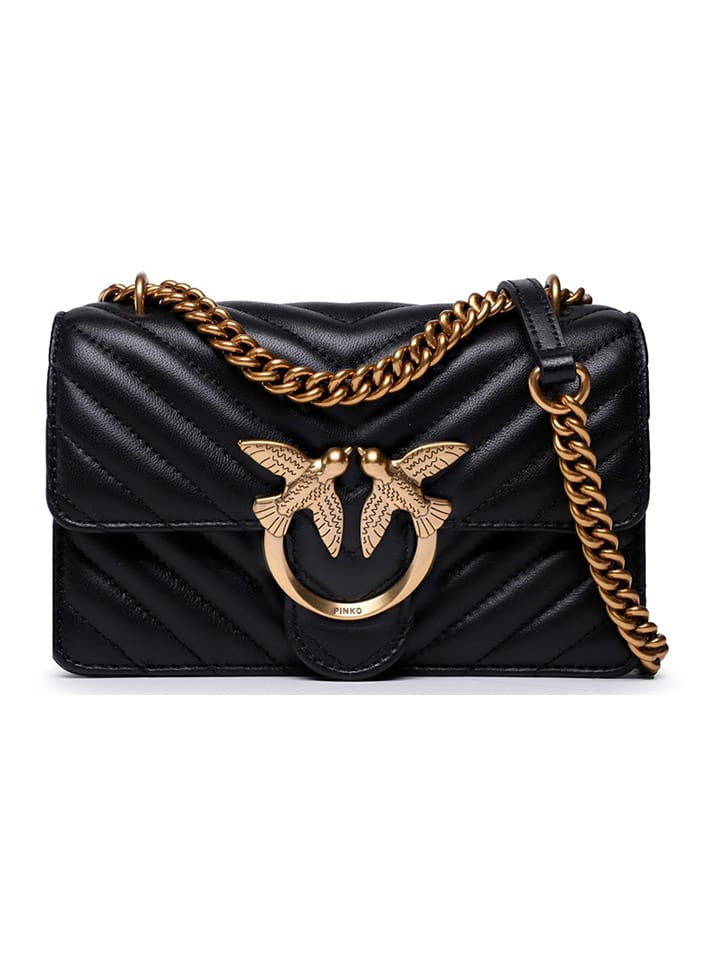 Pinko Skórzana torebka w kolorze czarnym - 21 x 12 x 6 cm rozmiar: onesize