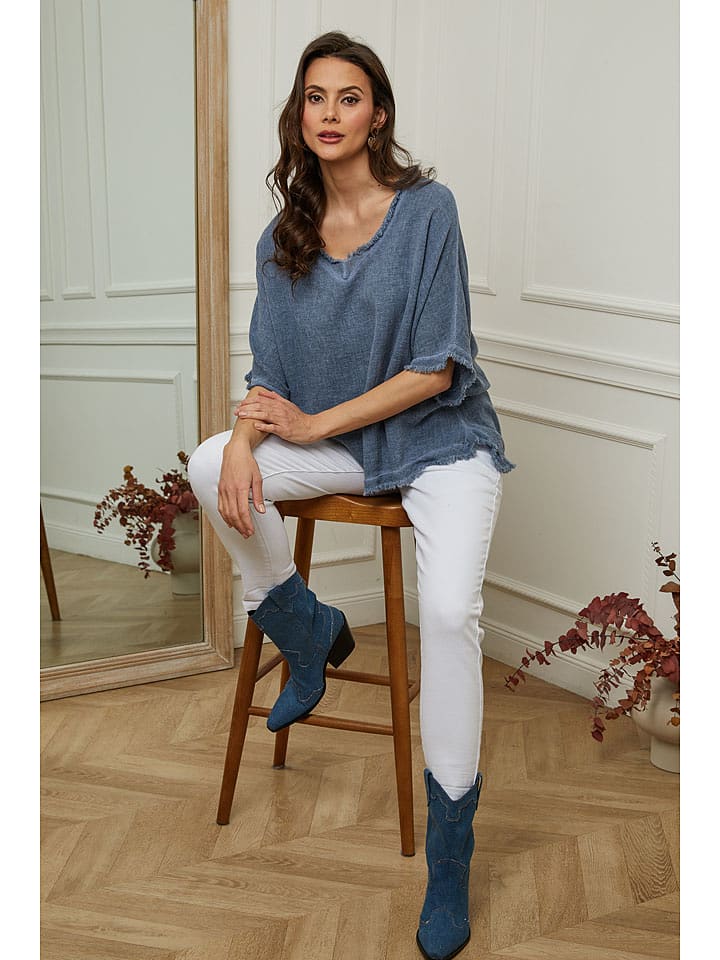 La Compagnie Du Lin Bluzka "Folies" w kolorze granatowym rozmiar: XL