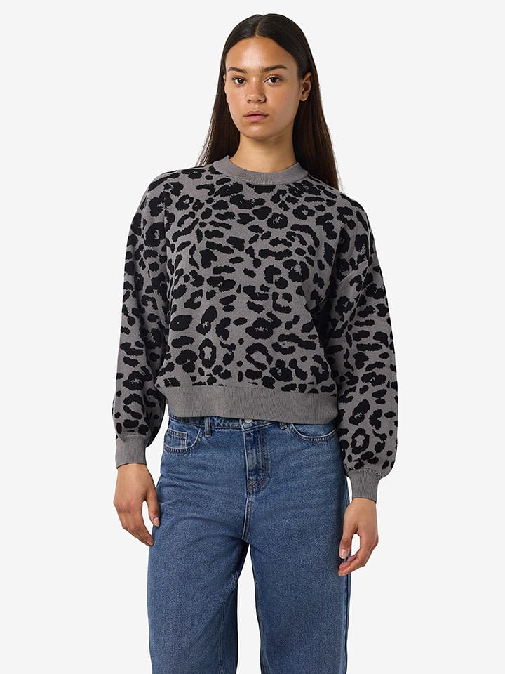 Noisy may Sweter w kolorze szaro-czarnym rozmiar: XS