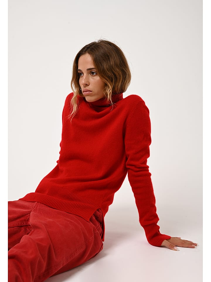 AUTHENTIC CASHMERE Kaszmirowy golf "Fornet" w kolorze czerwonym rozmiar: L