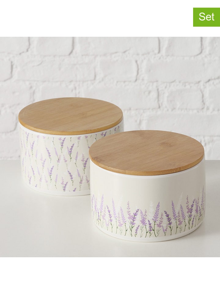 Boltze Pojemniki (2 szt.) w kolorze kremowo-fioletowym - wys. 10,5 x Ø 16 cm rozmiar: onesize