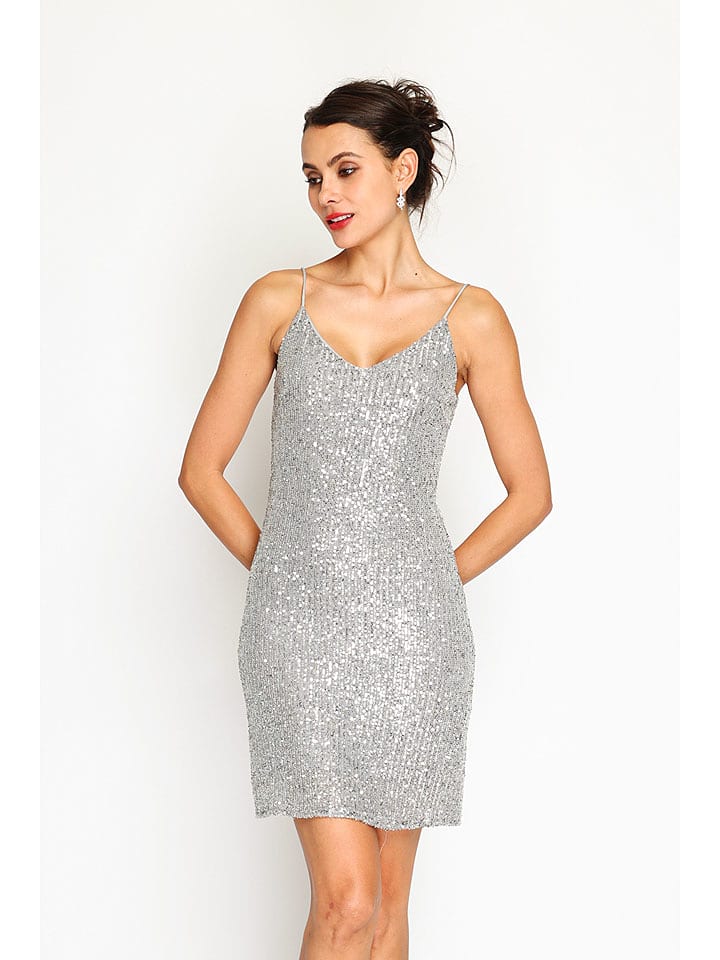 ASSUILI Sukienka w kolorze srebrnym rozmiar: 36