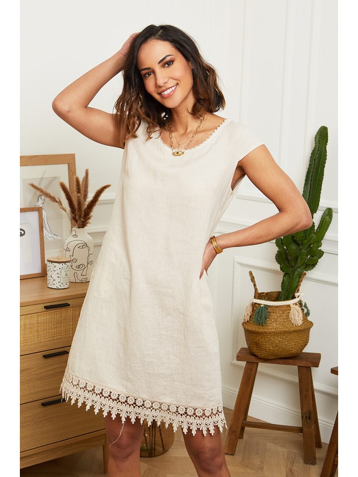 Le Monde du Lin Lniana sukienka w kolorze beżowym rozmiar: 34/36