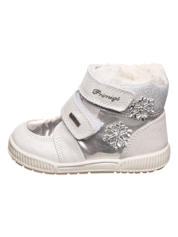 Primigi Skórzane botki w kolorze srebrno-białym rozmiar: 22
