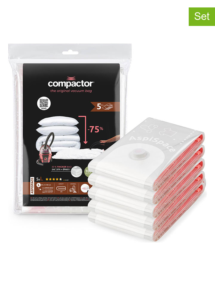 Compactor Worki próżniowe (5 szt.) w kolorze białym - 100 x 80 cm rozmiar: onesize