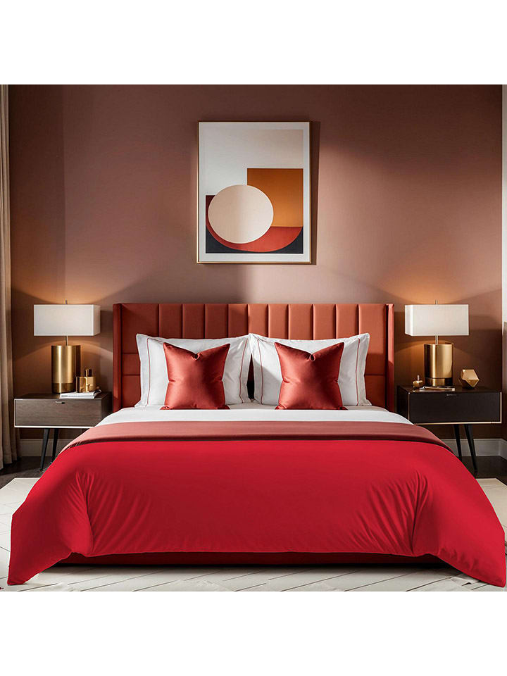 Colourful Cotton Poszwa renforcè w kolorze czerwonym na kołdrę rozmiar: 135x200 cm