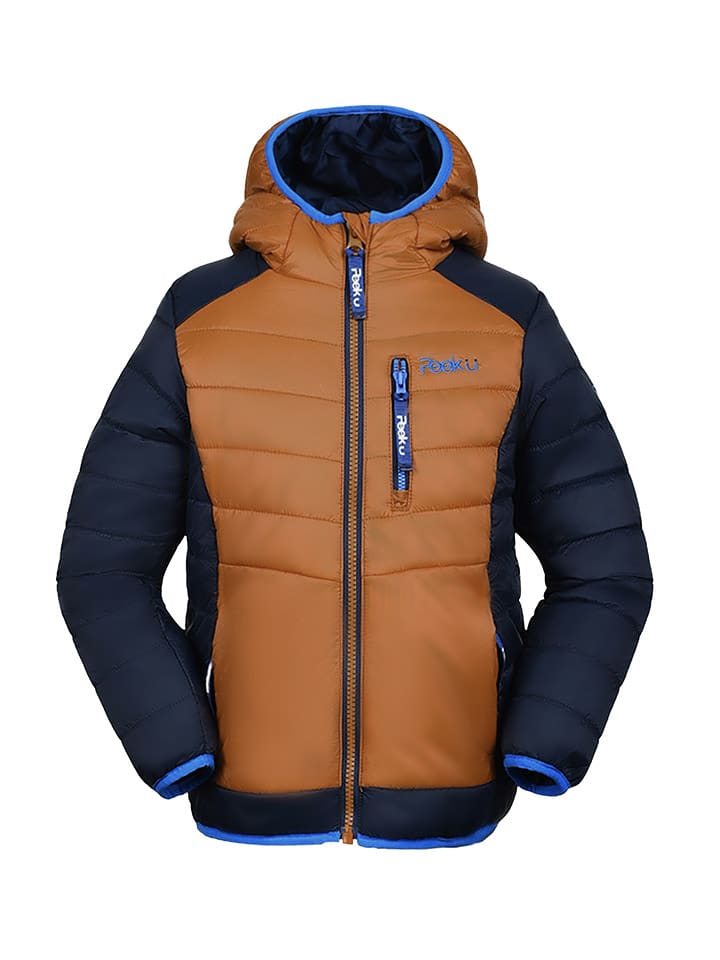 Peek U Całoroczna kurtka pikowana "Caspian" w kolorze jasnobrązowo-granatowym rozmiar: 128