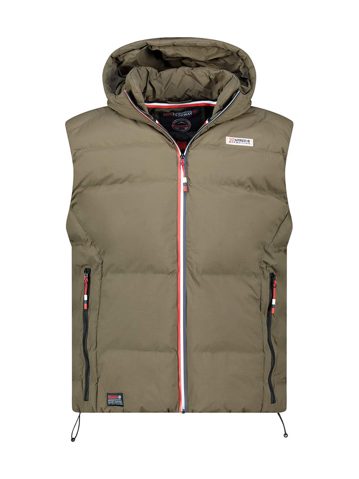 Geographical Norway Kamizelka pikowana "Vito" w kolorze khaki rozmiar: L