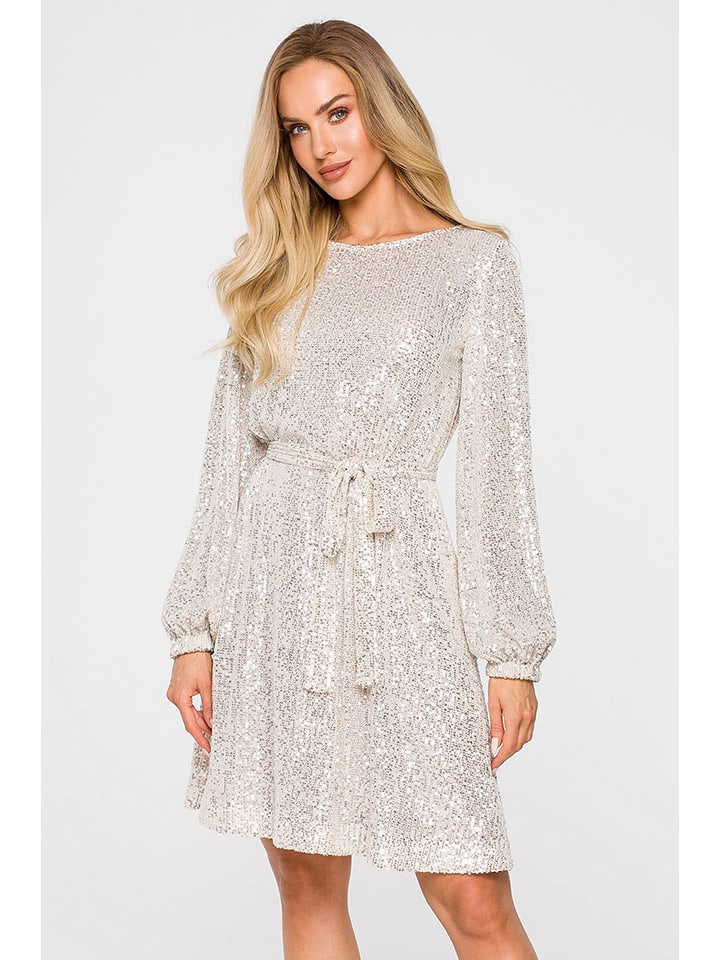 made of emotion Sukienka w kolorze szampańskim rozmiar: L