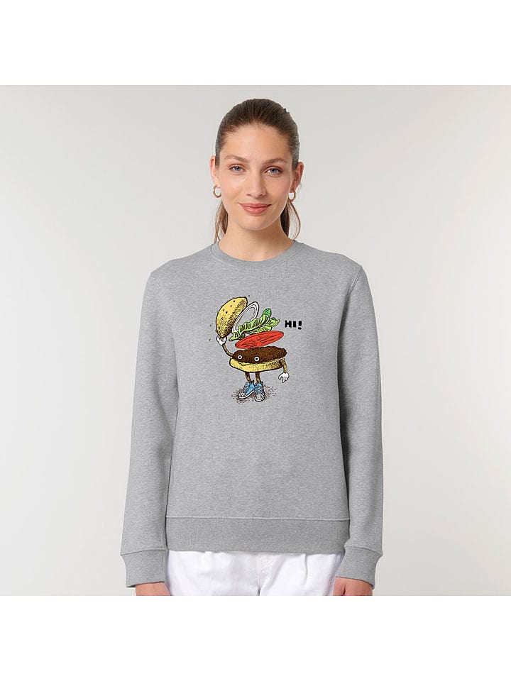 WOOOP Bluza "Burger greeting" w kolorze szarym rozmiar: M