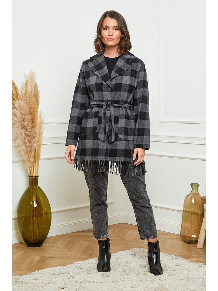 Curvy Lady Płaszcz przejściowy w kolorze czarno-szarym rozmiar: 44/46