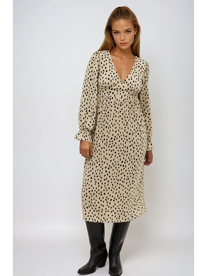 Monki Sukienka w kolorze beżowo-czarnym rozmiar: 36