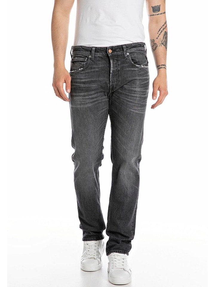 Replay Dżinsy - Slim fit - w kolorze antracytowym rozmiar: W30/L30