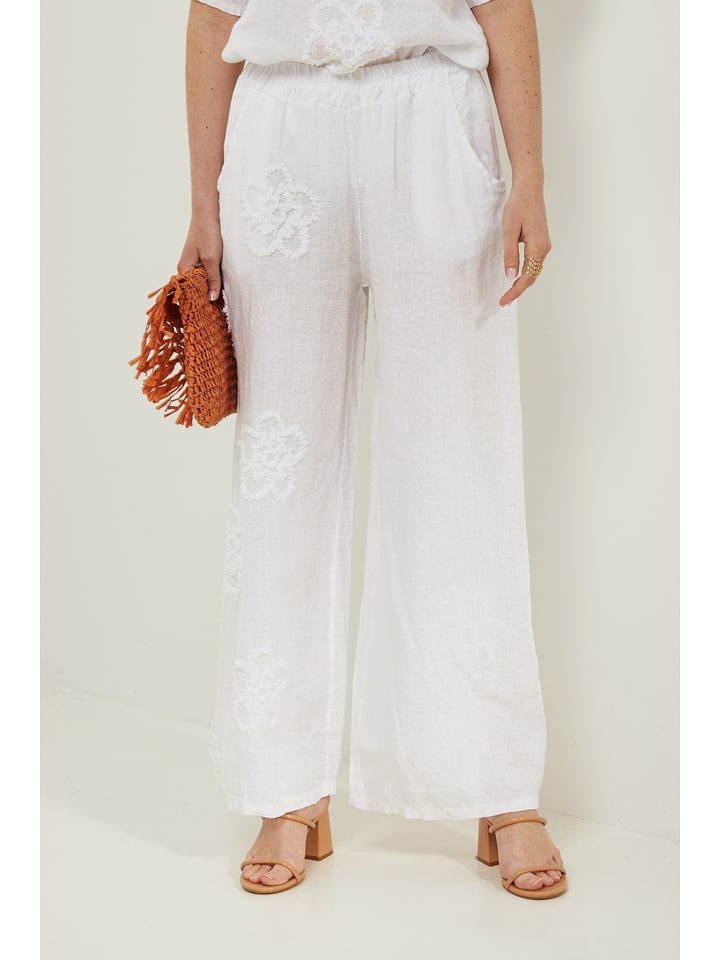 Rodier Lin Lniane spodnie w kolorze białym rozmiar: S/M