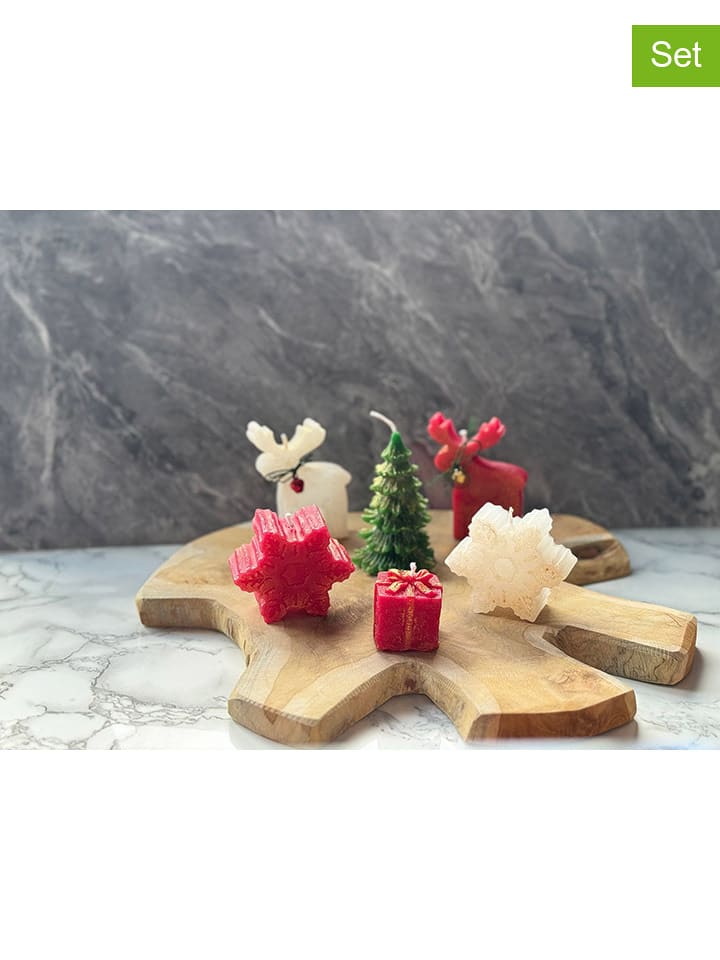 ABERTO DESIGN Świece (6 szt.) w kolorze kremowo-zielono-czerwonym rozmiar: onesize