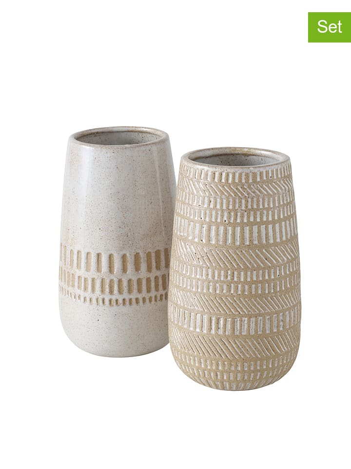 Boltze Wazony (2 szt.) "Nalini" w kolorze beżowo-białym - wys. 19 x Ø 11 cm rozmiar: onesize