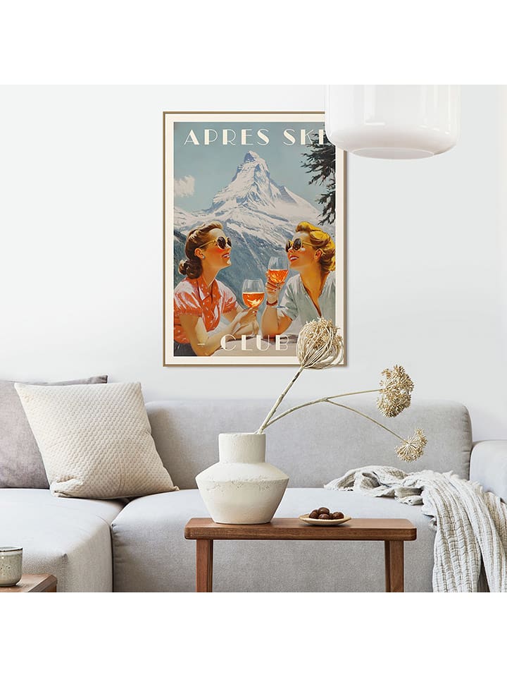 Orangewallz Druk artystyczny "Apres Ski Aperol Friends" w ramce rozmiar: 50x70 cm