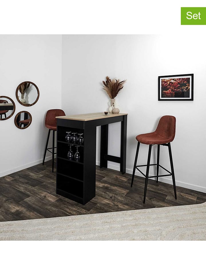 THE HOME DECO FACTORY Hockery (2 szt.) w kolorze czerwono-pomarańczowym - 46,5 x 100,5 x 49,5 cm rozmiar: onesize