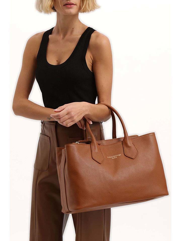 maison héritage PARIS Skórzana torebka "Milia" w kolorze jasnobrązowym - 40 x 22 x 16 cm rozmiar: onesize