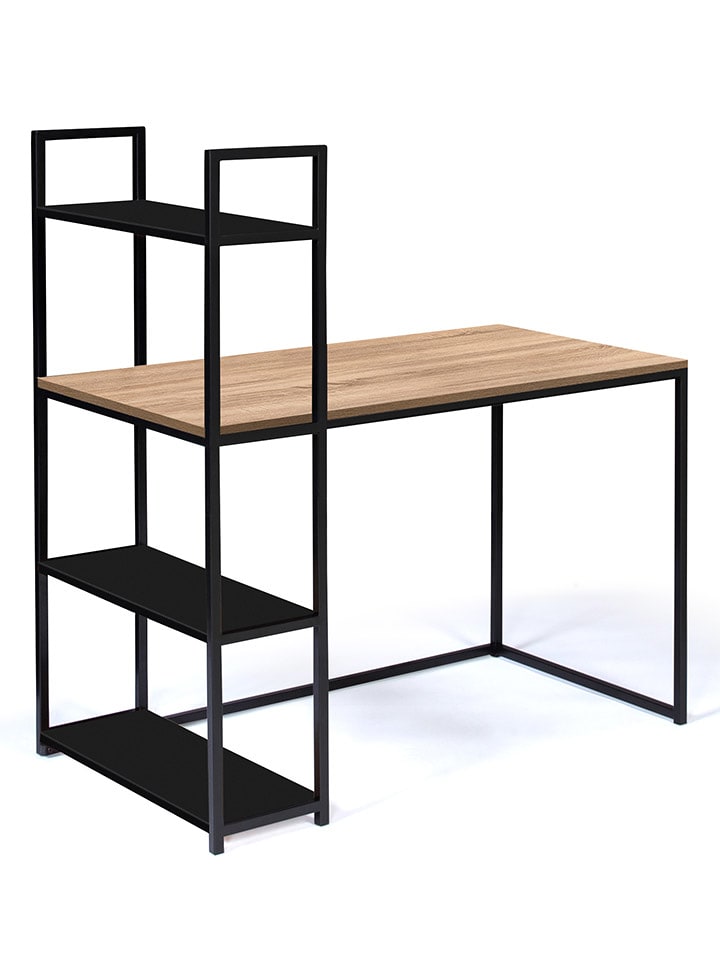 IDOMYA Essentials Biurko "Manhattan" w kolorze czarno-jasnobrązowym - 113 x 120 x 60 cm rozmiar: onesize