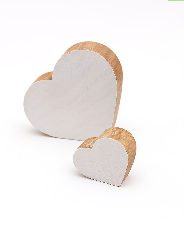 Samimi Stemple (2 szt.) "Heart" w kolorze jasnobrązowo-białym - 9 x 7 cm rozmiar: onesize