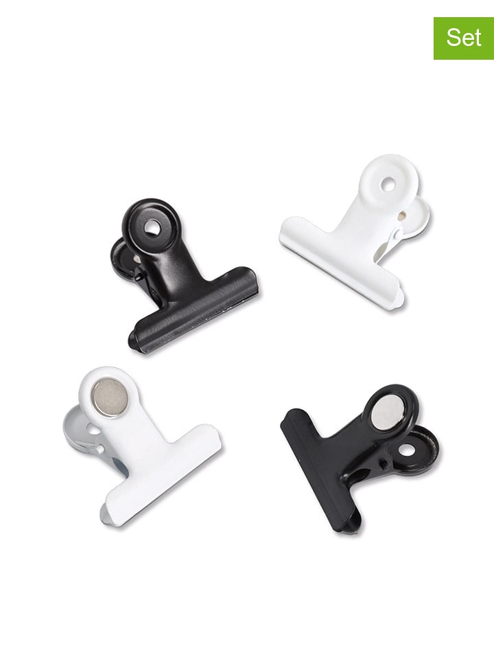 Zeller Magnetyczne klipsy (4 szt.) w kolorze czarno-białym - 4 x 3,5 x 2 cm rozmiar: onesize