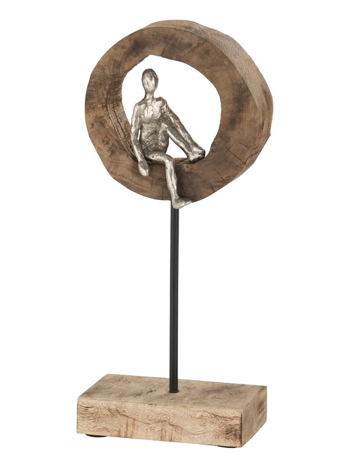 J Line Figurka dekoracyjna w kolorze jasnobrązowo-srebrnym - 18 x 39 cm rozmiar: onesize