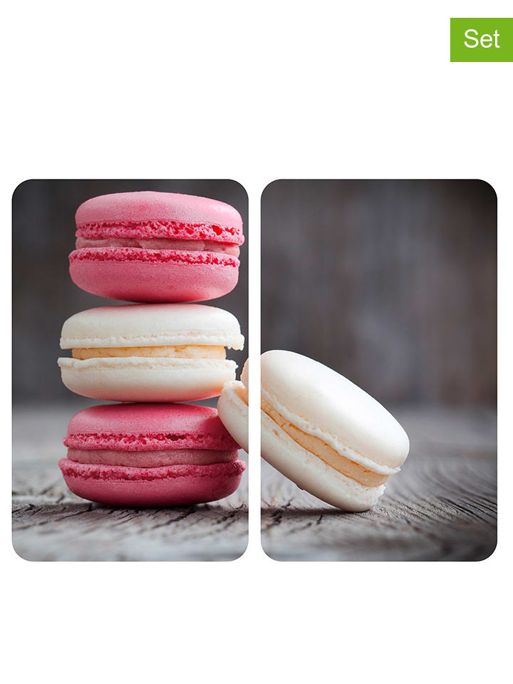 Wenko Płyty (2 szt.) "Macarons" w kolorze szaro-różowym na kuchenkę - 30 x 52 cm rozmiar: onesize