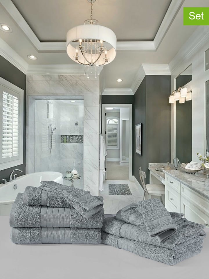 Descanso 8-częściowy zestaw ręczników w kolorze szarym rozmiar: 16x22 cm