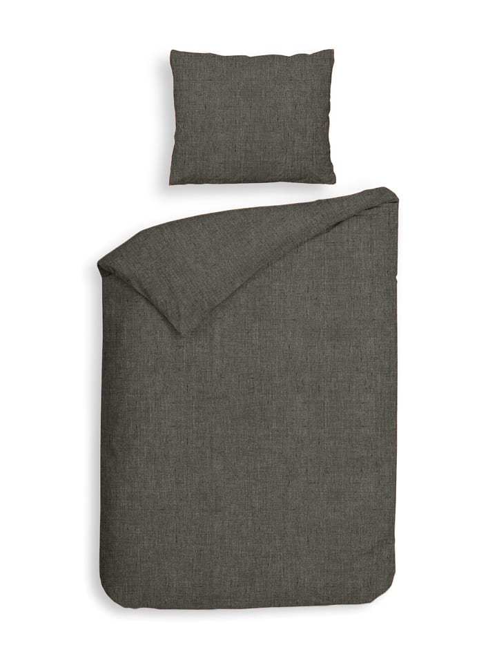Heckett Lane Komplet pościeli flanelowej "Franela" w kolorze szarym rozmiar: 135x200 cm