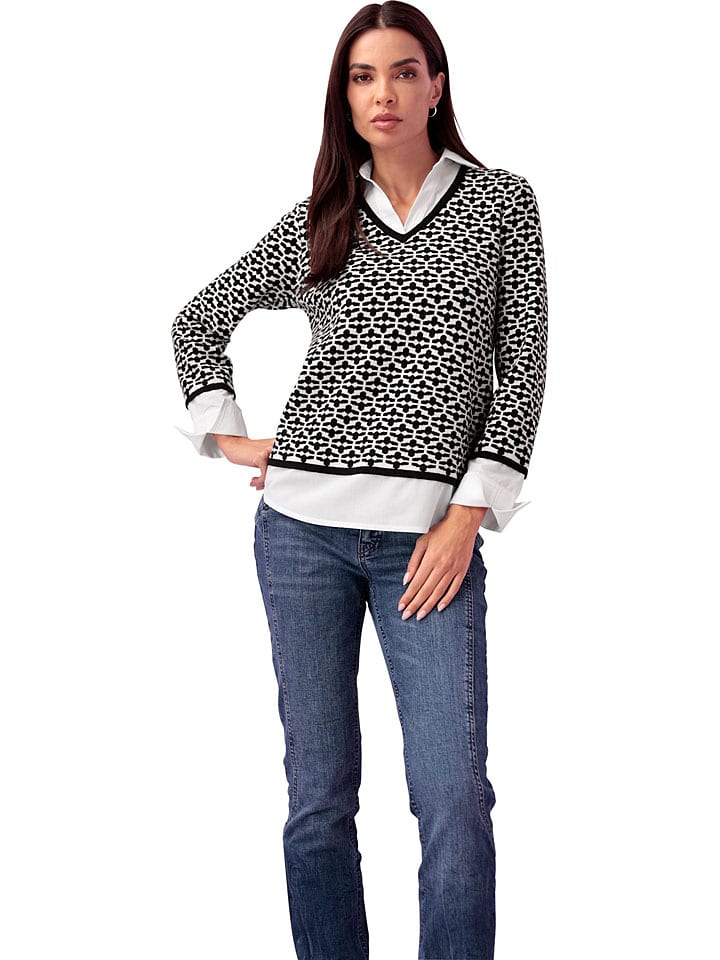 Heine Sweter w kolorze czarno-kremowym rozmiar: 42