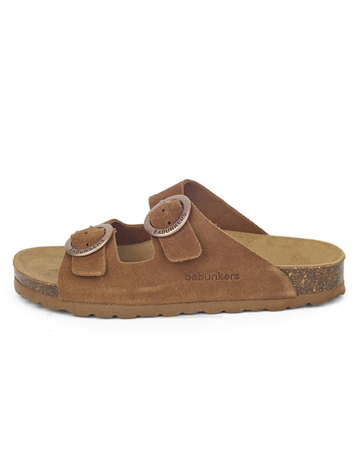 BABUNKERS Family Skórzane klapki w kolorze brązowym rozmiar: 38