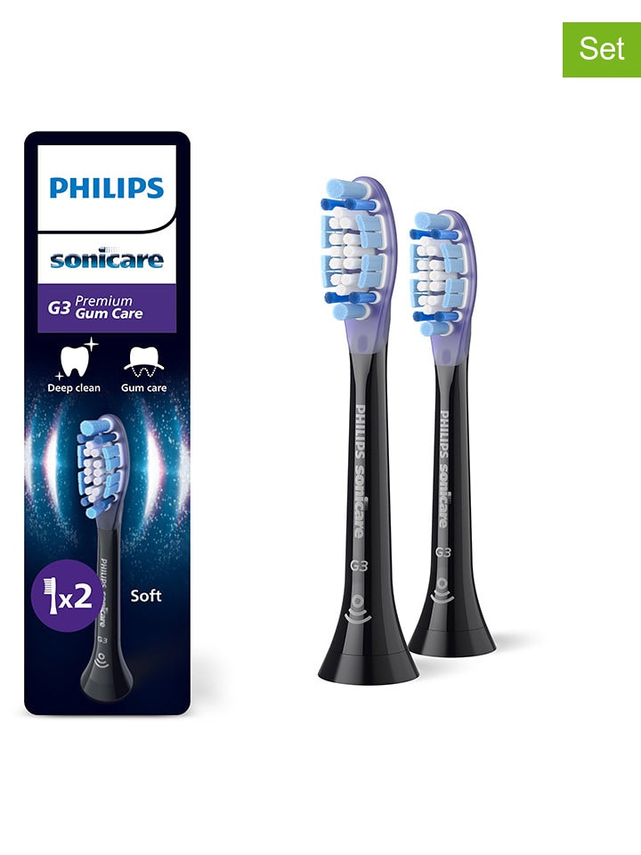 PHILIPS sonicare Wymienne końcówki (2 szt.) "Premium Gum Care" w kolorze czarnym rozmiar: onesize