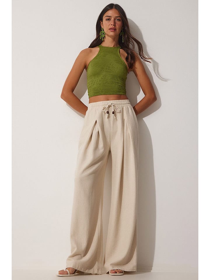 Hapiness Istanbul Spodnie w kolorze beżowym rozmiar: 40