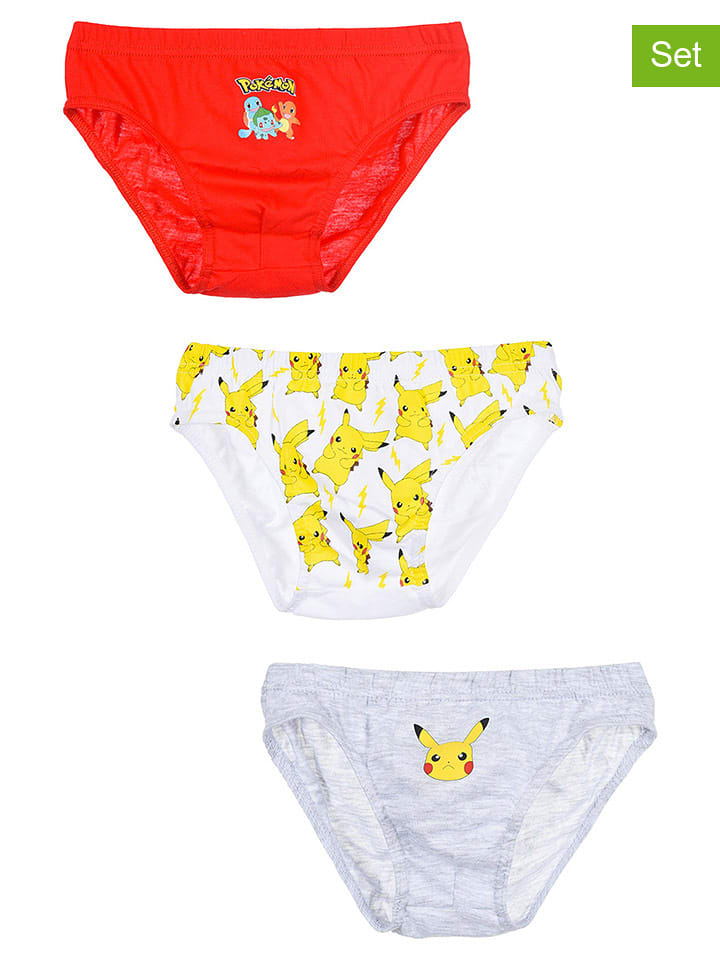 Pokémon Slipki (3 pary) "Pokemon" w kolorze czerwonym, białym i szarym rozmiar: 98/104