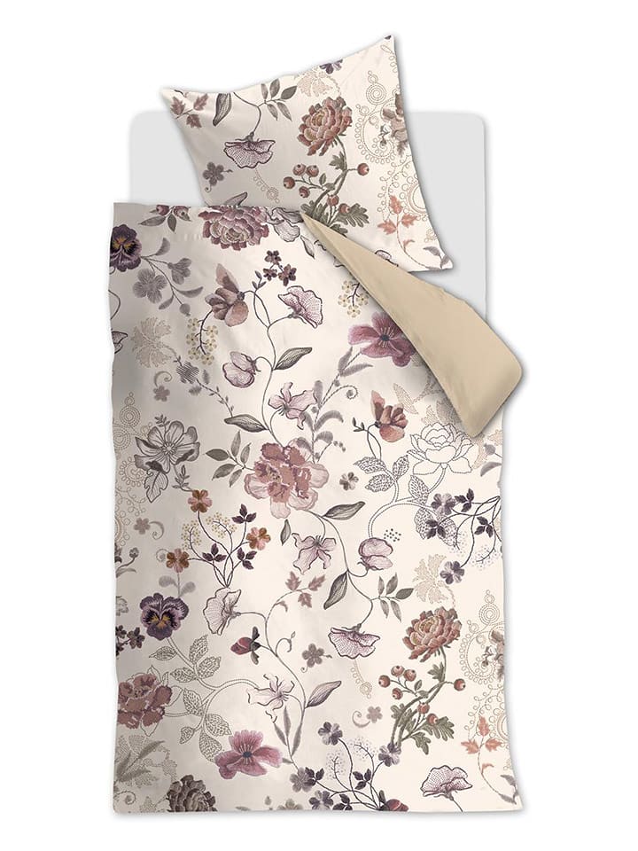 Beddinghouse Komplet pościeli satynowej "Camille" w kolorze biało-fioletowo-beżowym rozmiar: 135x200 cm