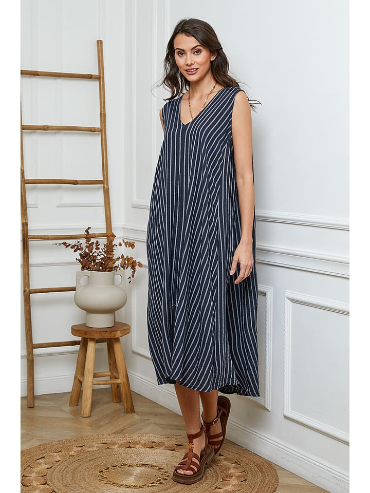 Fleur de Lin Lniana sukienka w kolorze granatowym rozmiar: M