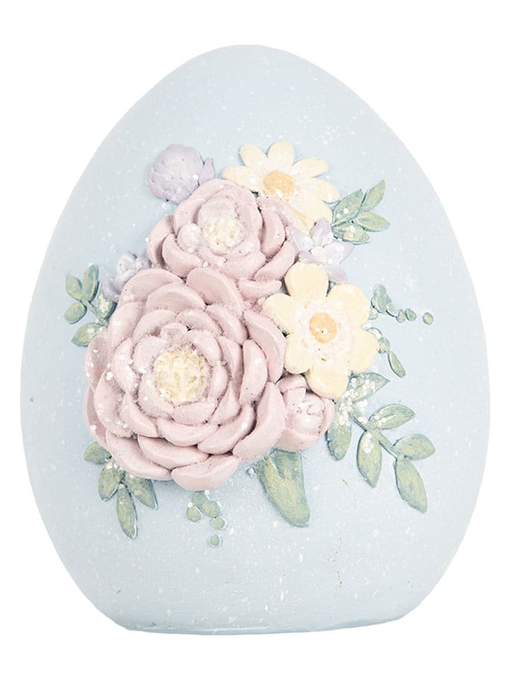 Clayre & Eef Dekoracja "Egg" w kolorze błękitno-jasnoróżowym - 10 x 13 x 11 cm rozmiar: onesize