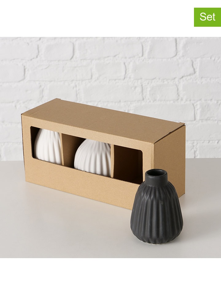 Boltze Wazony (3 szt.) w kolorze beżowo-czarnym - wys. 11 cm rozmiar: onesize
