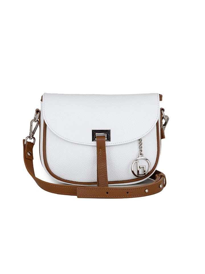 Lia Biassoni Skórzana torebka "Neva" w kolorze białym - 20 x 16 x 6 cm rozmiar: onesize