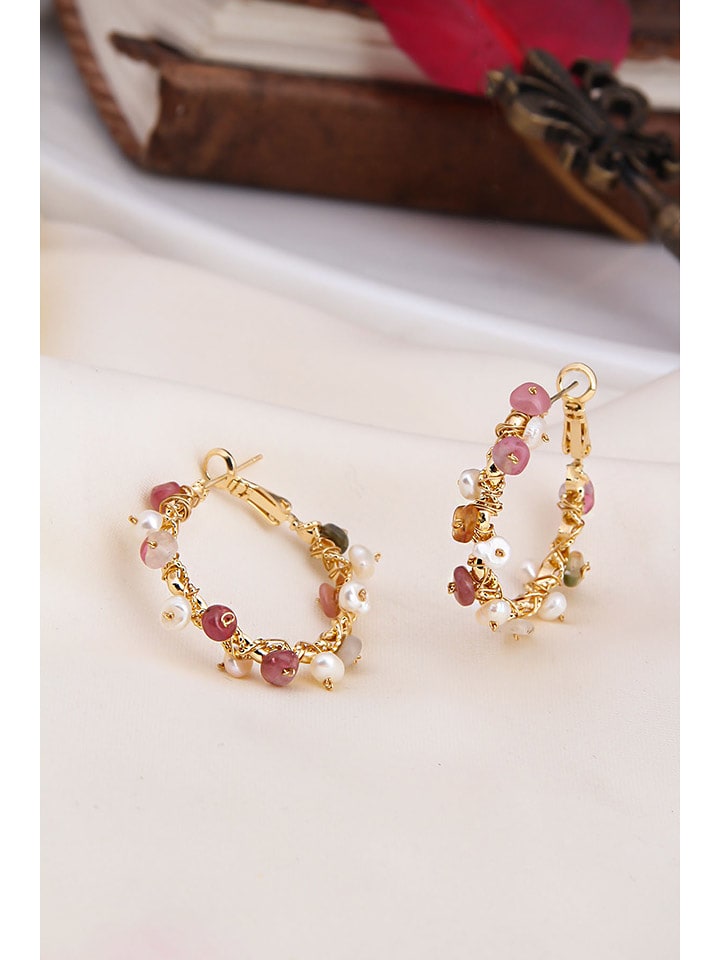 Pierres delicates Kolczyki-kreole w kolorze białym z perłami rozmiar: onesize