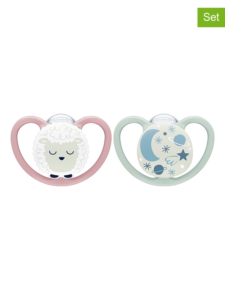NUK Smoczki (4 szt.) "Space" w kolorze jasnoróżowo-turkusowym rozmiar: 1