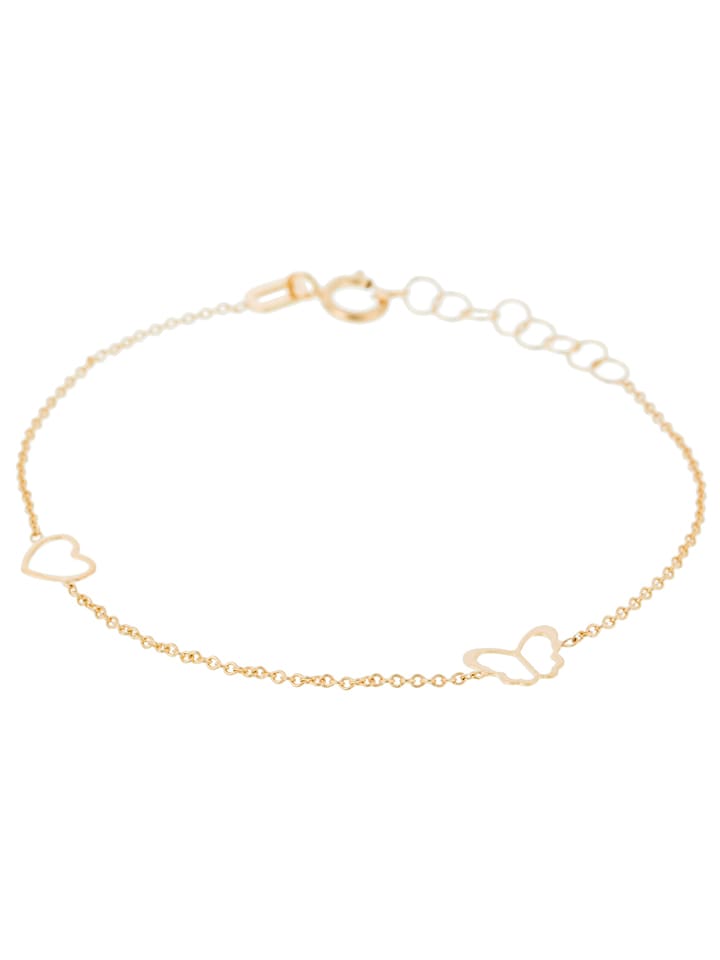 OR ÉCLAT Złota bransoletka "Coeur & papillon" z elementami ozdobnymi rozmiar: onesize