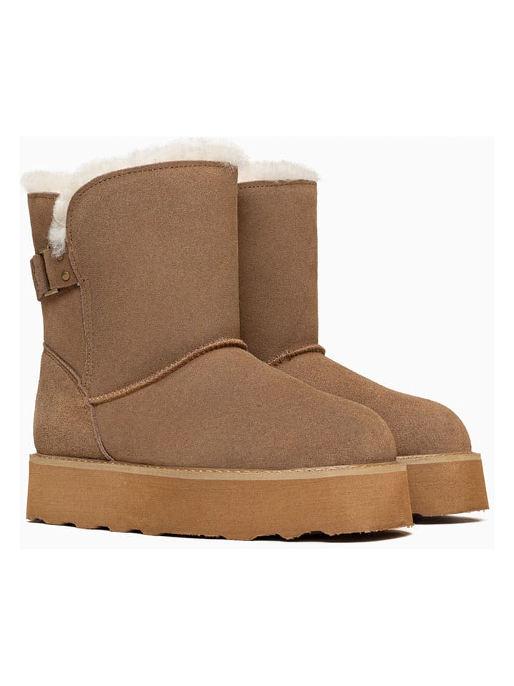 Gooce Skórzane botki zimowe "Colorado" w kolorze jasnobrązowym rozmiar: 36