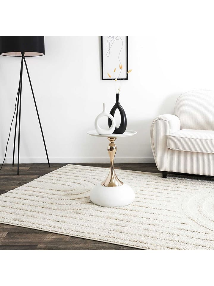 Rétro Chic Stolik "Portobello" w kolorze złoto-białym - wys. 54 x Ø 38 cm rozmiar: onesize